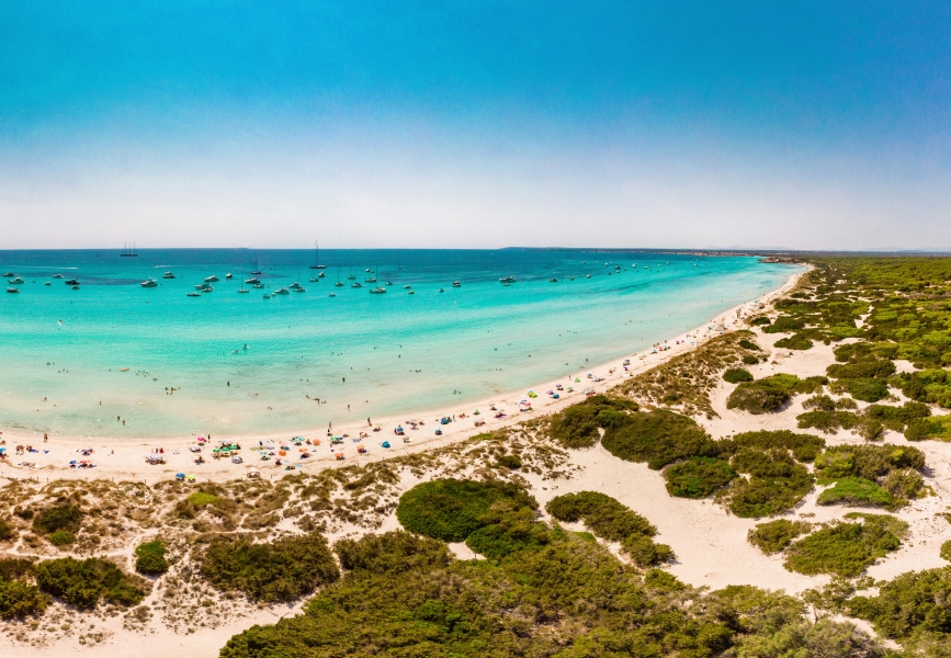 Dunas y arena de la Playa de Es Trenc en Mallorca