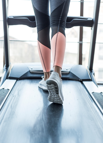 Close-up of a customer using the treadmill