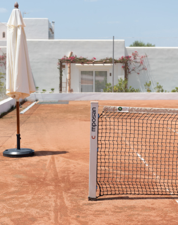 Partial view of the clay tennis court