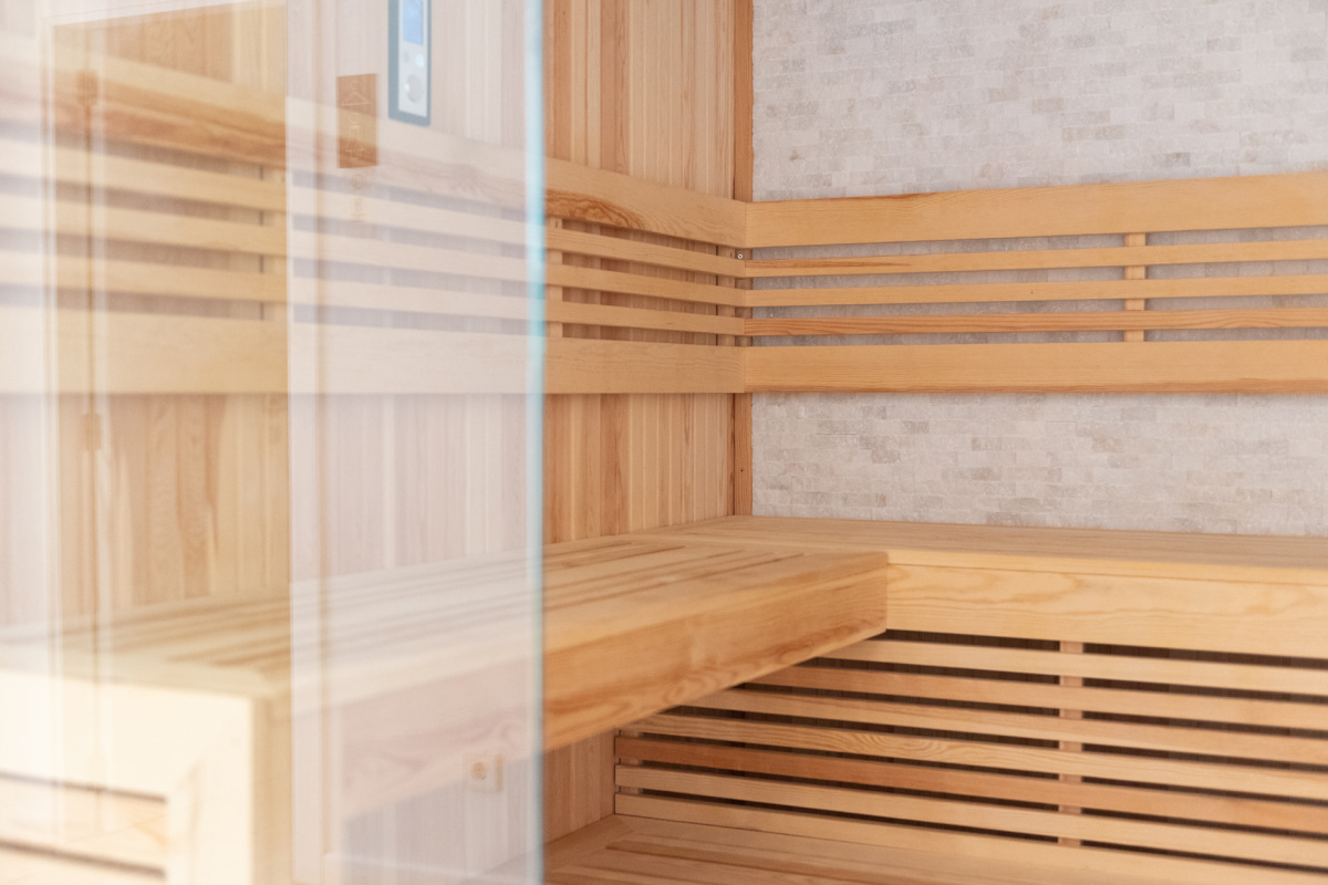 Detail of the sauna area of the hotel.