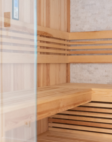 Detail of the sauna area of the hotel.